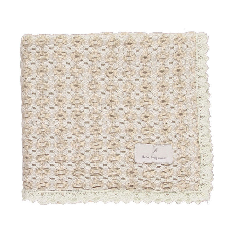 Bebe Organic Taupe Retro Crochet Blanket