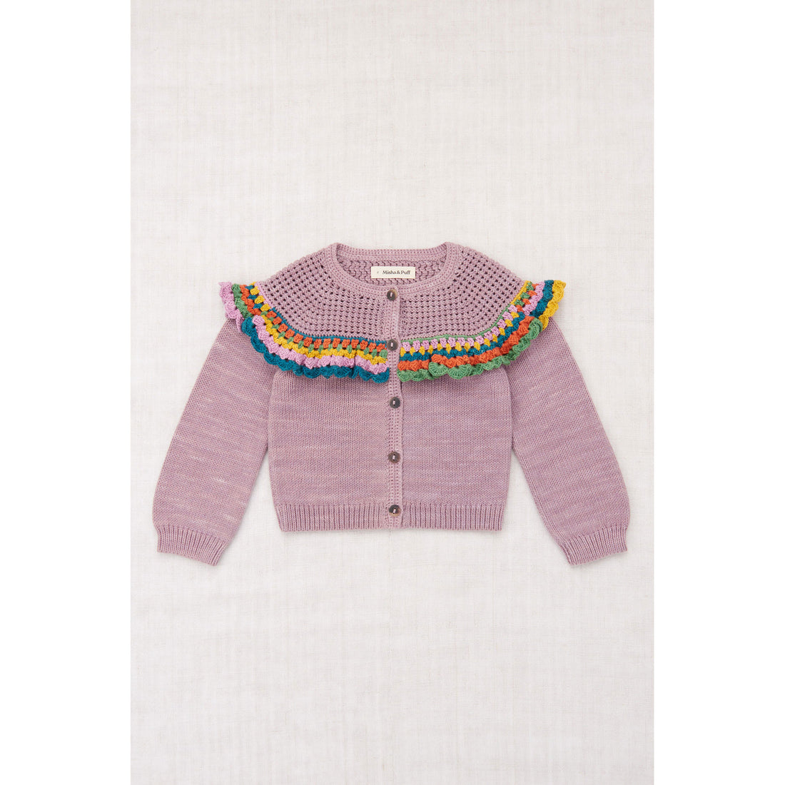Misha and Puff Plum Petal Crochet Joya Cardigan