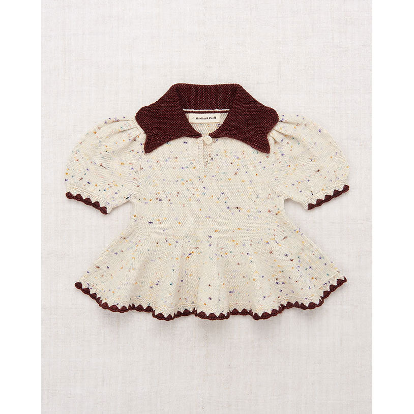 Misha and Puff  Iris Confetti Crochet Trim Puff Top