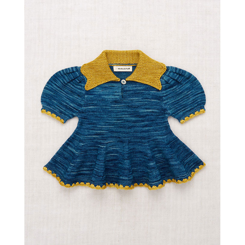 Misha and Puff  Ocean Space Dye Crochet Trim Puff Top