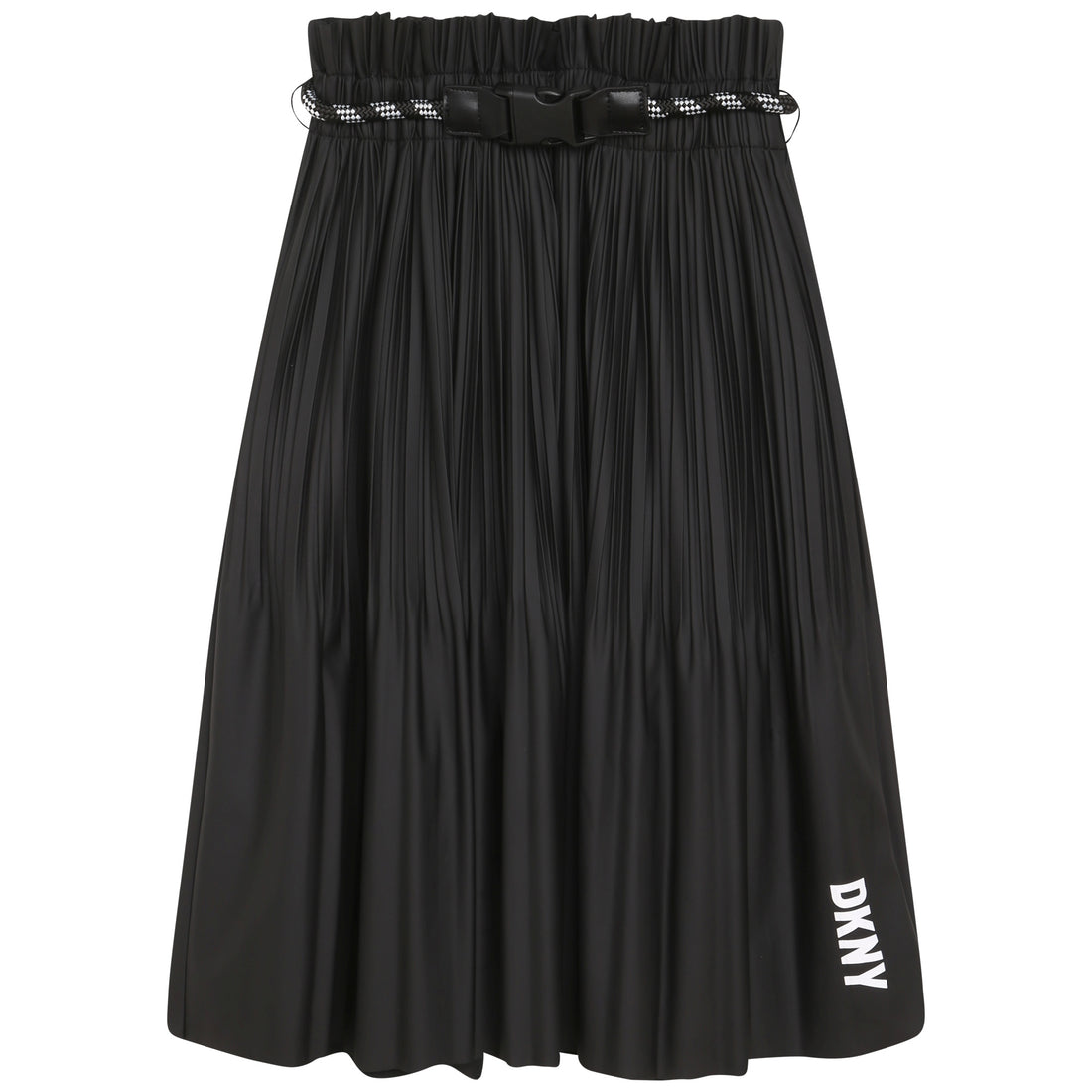 DKNY Black Pleated Midi Skirt