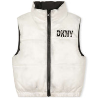 DKNY White Reversible Sleeveless Down Jacket