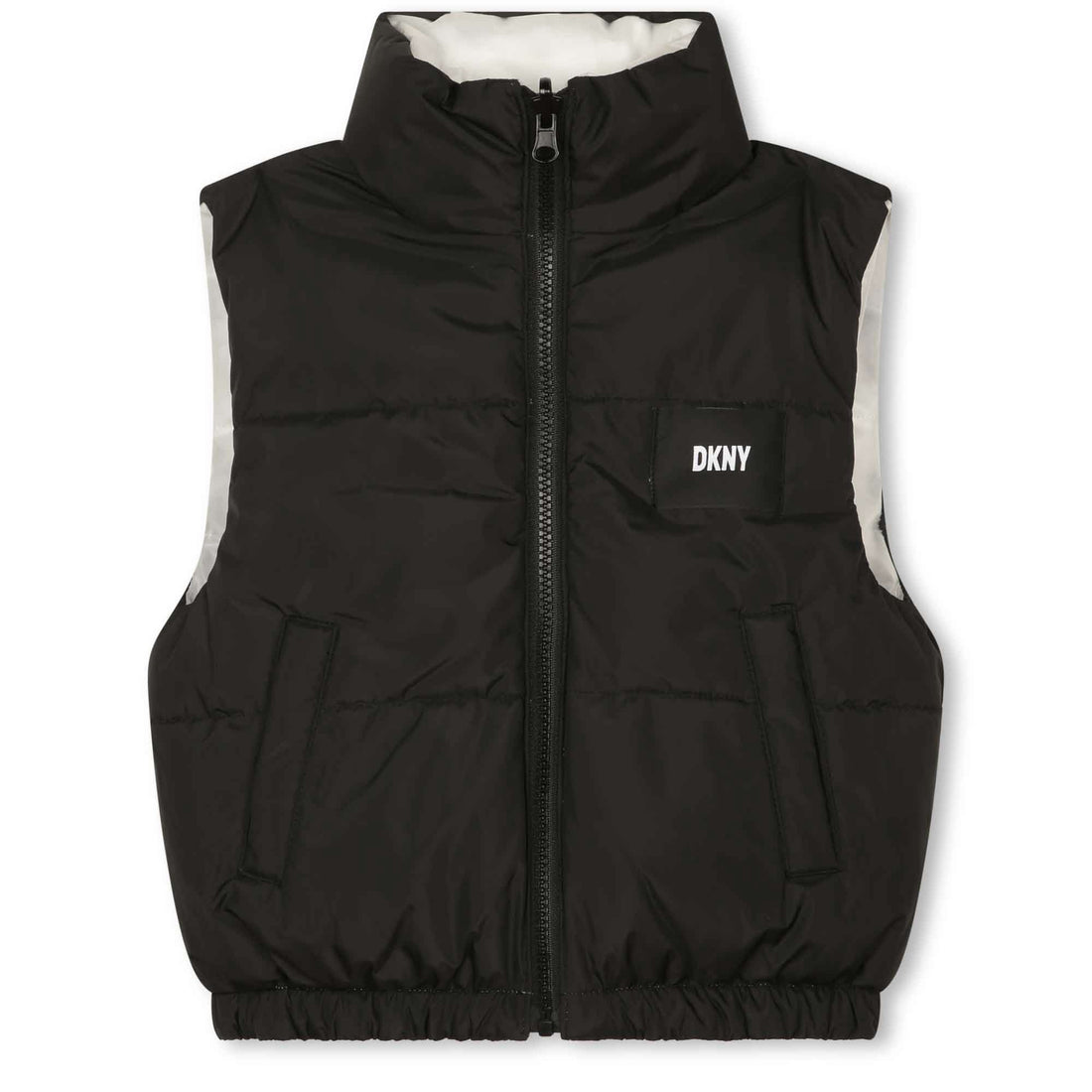 DKNY White Reversible Sleeveless Down Jacket