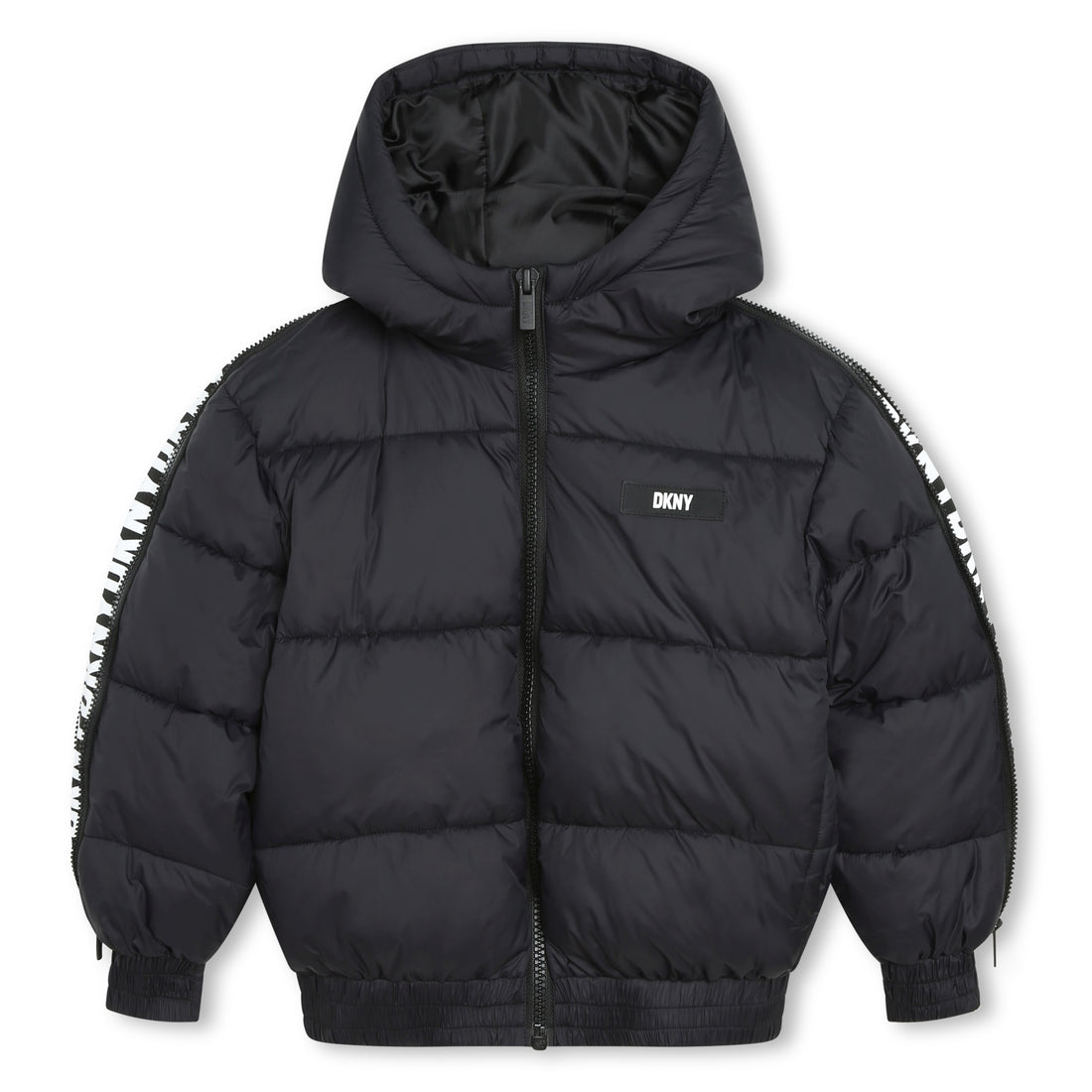 DKNY Black Wadded Padded Hooded Down Jacket