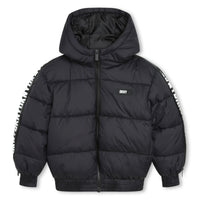 DKNY Black Wadded Padded Hooded Down Jacket