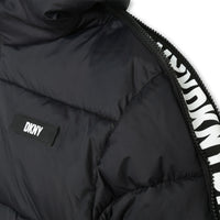 DKNY Black Wadded Padded Hooded Down Jacket