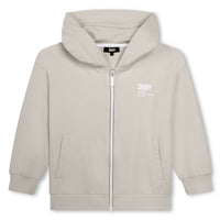 DKNY Beige Logo Zip-Up Hoodie