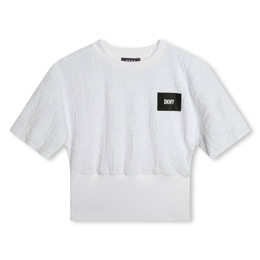 DKNY White Logo Wide Band Cropped Tee