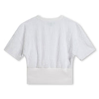 DKNY White Logo Wide Band Cropped Tee