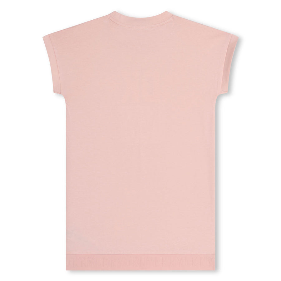 DKNY Pink Short Sleeved Logo Dress