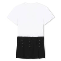 DKNY White/Black Pleated Dress
