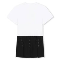 DKNY White/Black Pleated Dress