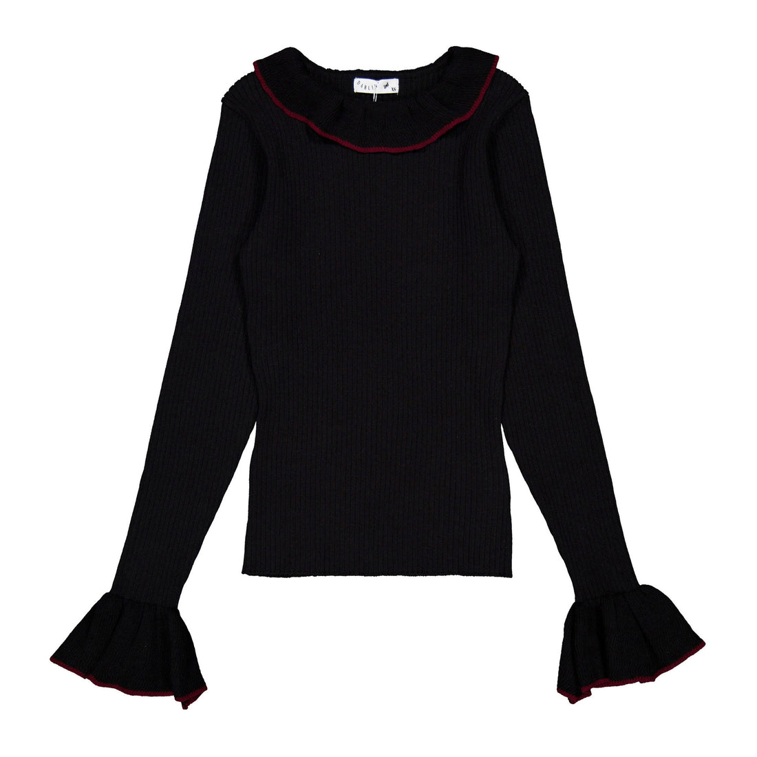Darlin Black Ruffle Neck Sweater