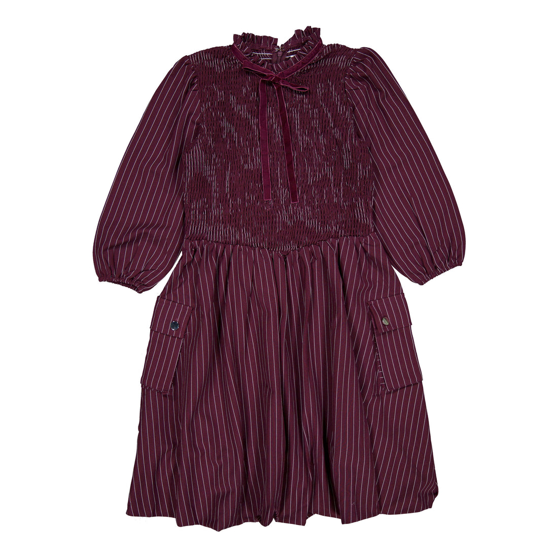 Darlin Wine Herringbone Smocked Dress