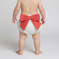 Yo Baby Ivory With Coral Bows Bloomer