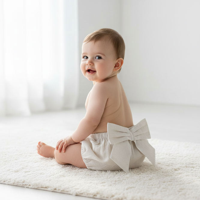 Yo Baby Ivory With Ivory Bows Bloomer