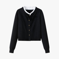 Coco Blanc Black Cardigan With Ribbon
