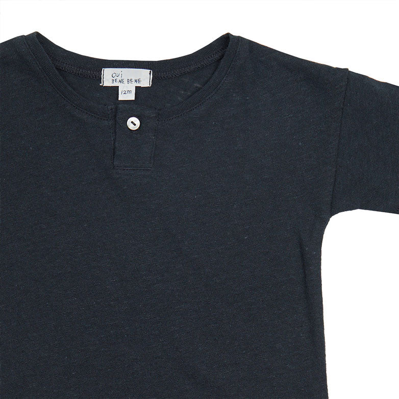 Bene Bene Navy Linen Half Bodysuit