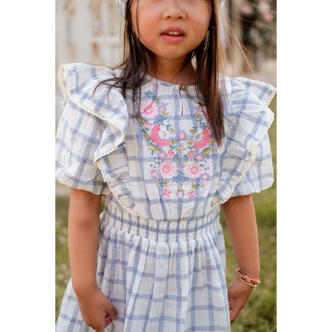 Louise Misha Blue River Checks Aliette Dress