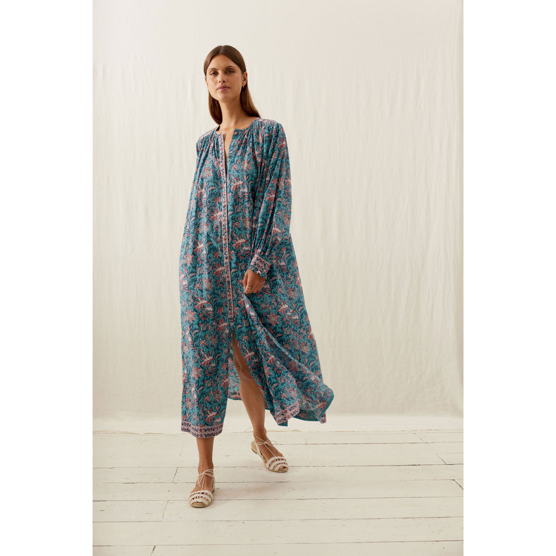 Louise Misha Teal Garden Of Eden Deepali Dress