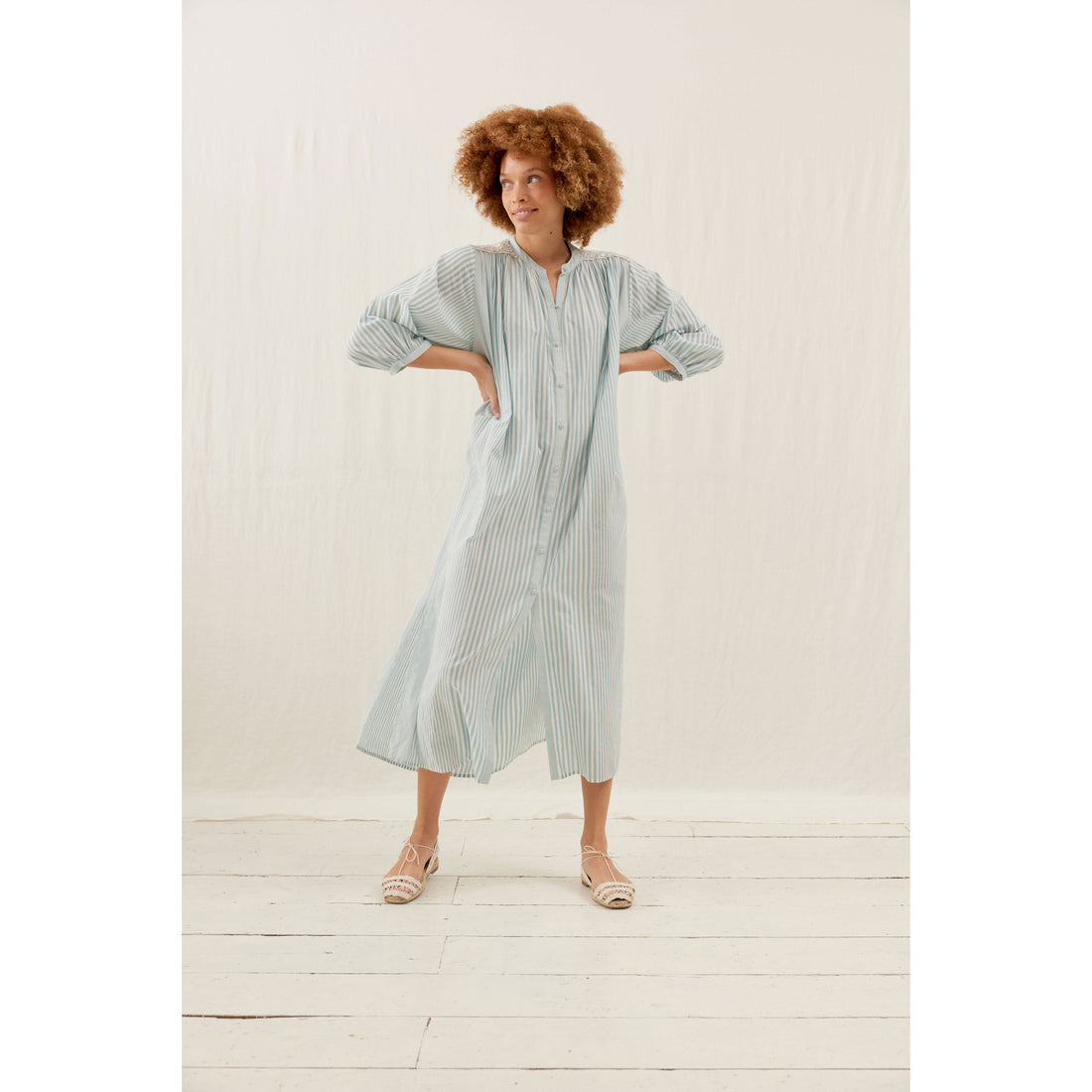 Louise Misha Blue Stripes Deepalina Dress