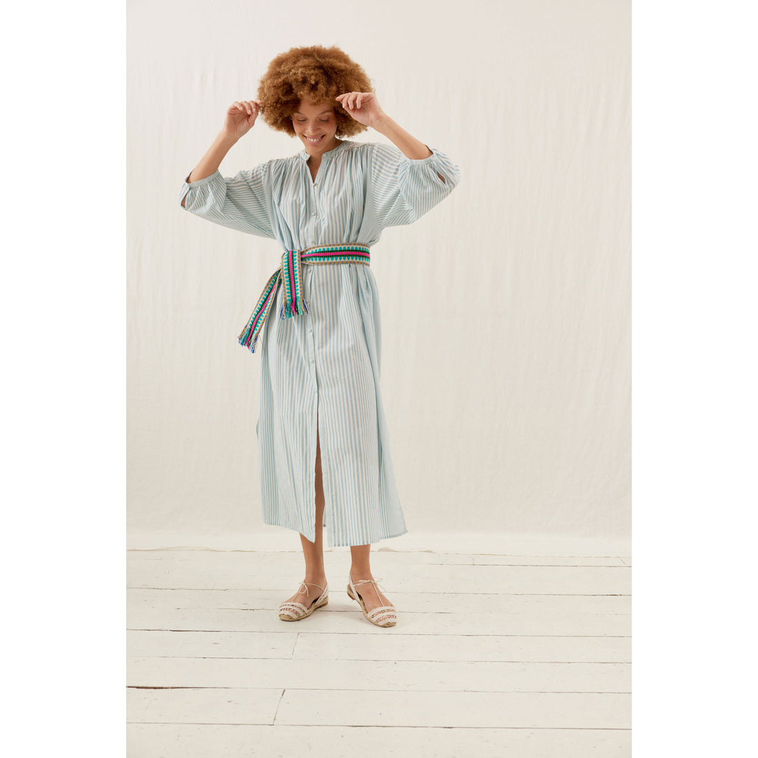 Louise Misha Blue Stripes Deepalina Dress