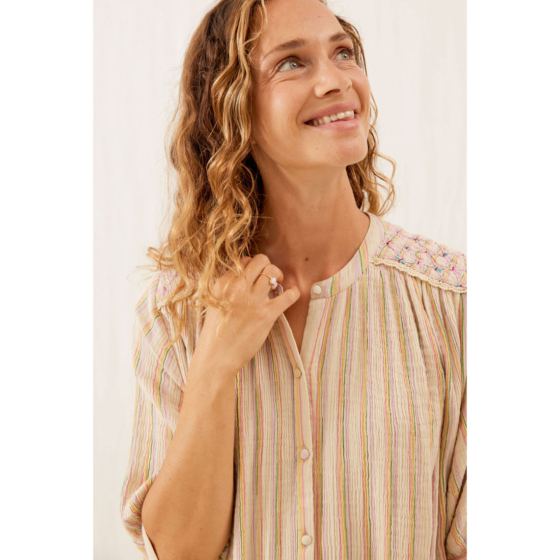 Louise Misha Multicolor Rainbow Lines Deepalina Dress