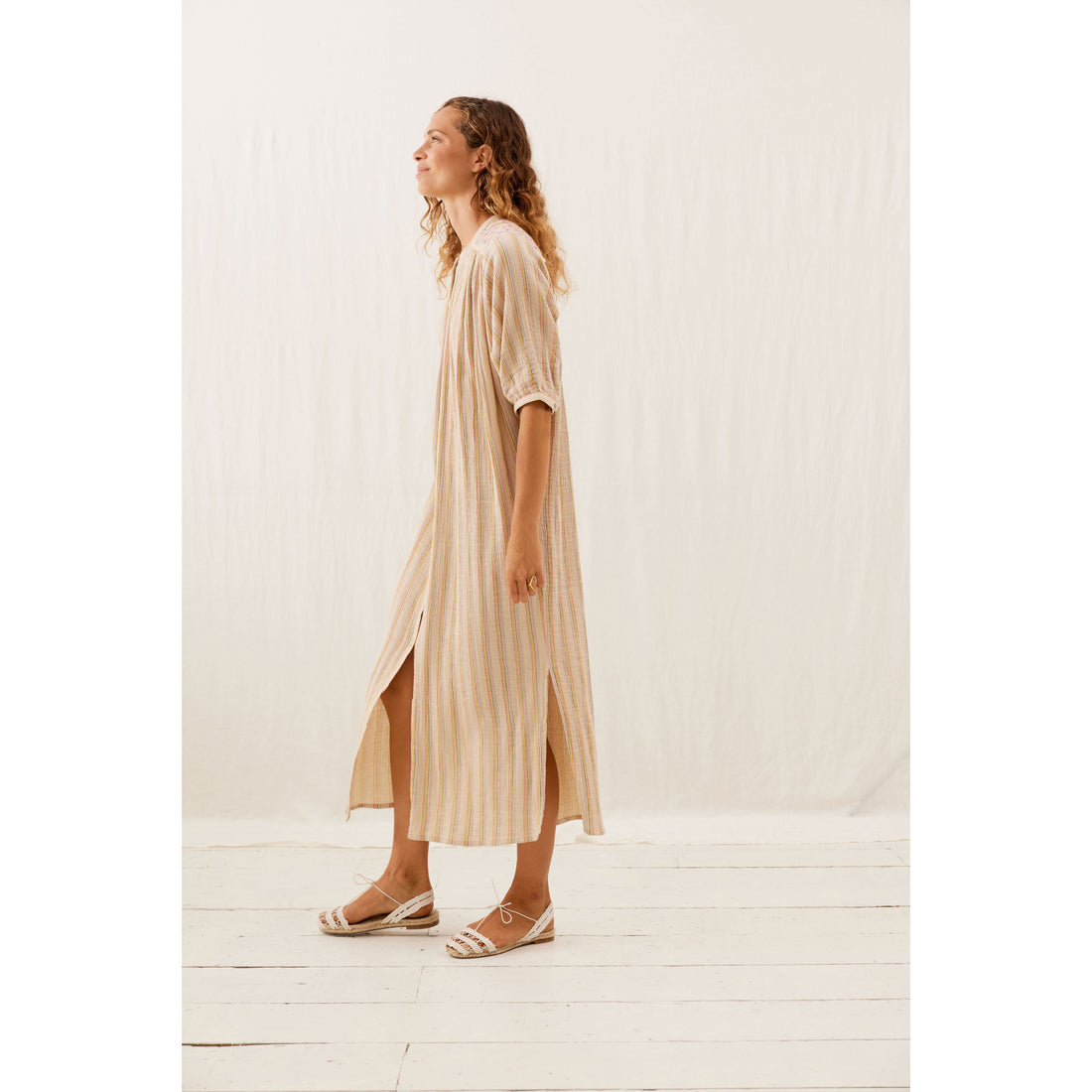 Louise Misha Multicolor Rainbow Lines Deepalina Dress