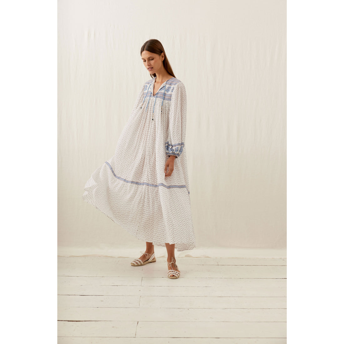 Louise Misha White Cornflower Gypse Dress