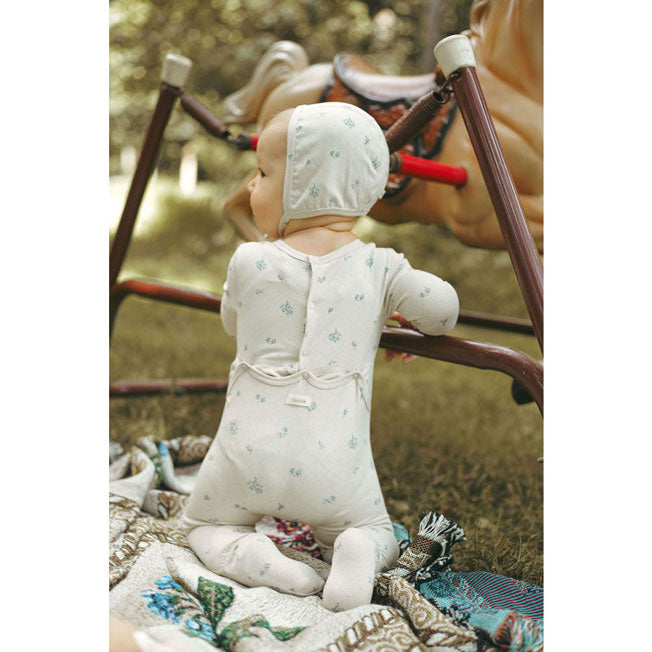 Ladida Layette Slate Grid Romper + Bonnet + Blanket