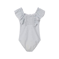 Coco Blanc Blue Striped Ruched Swimsuit