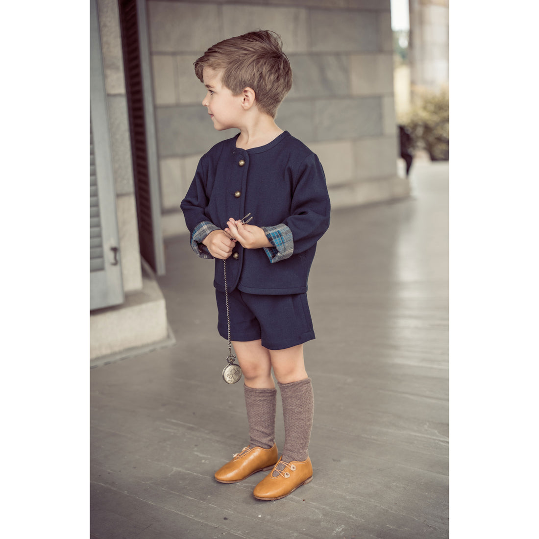 Coco Blanc Navy Suspender Shorts