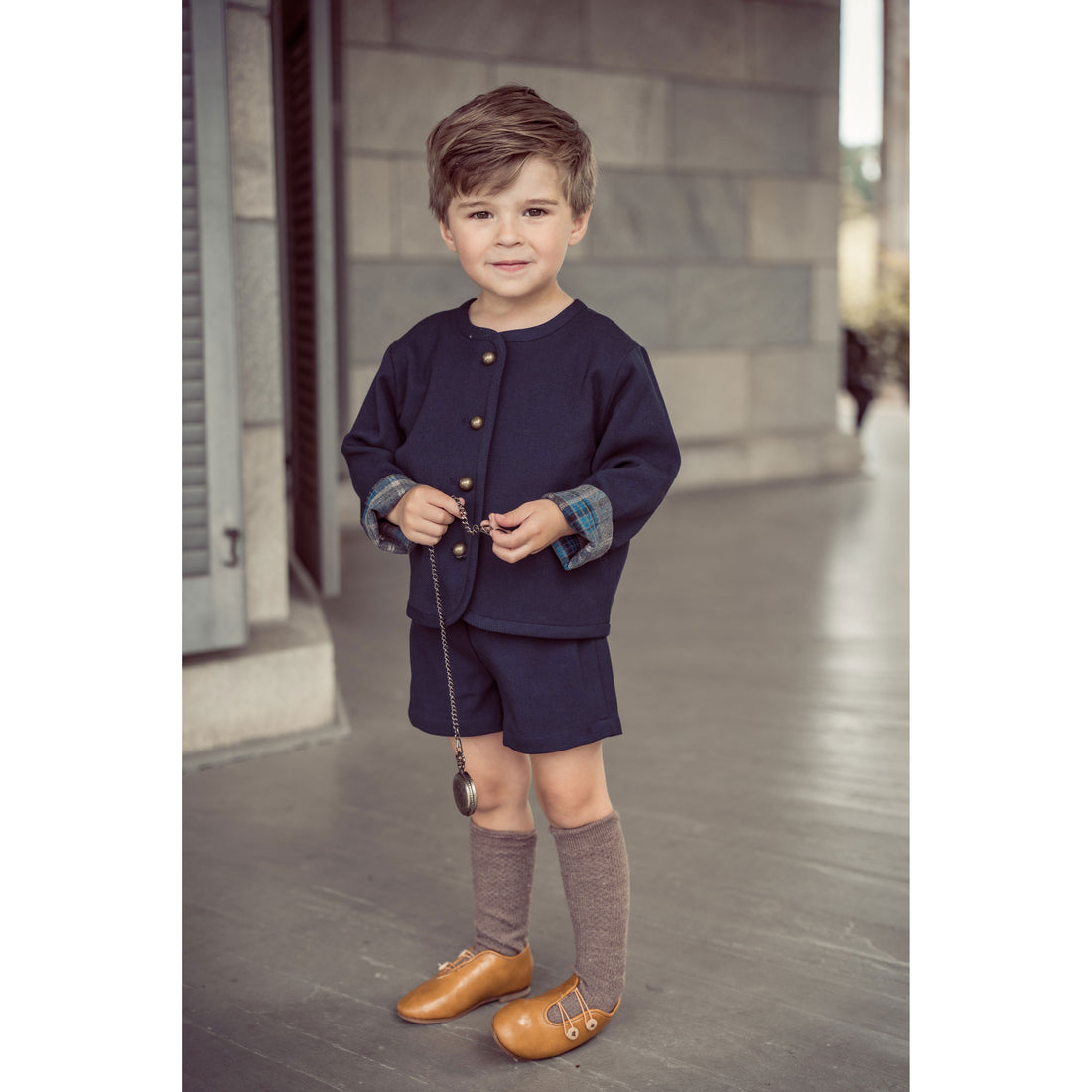 Coco Blanc Navy Suspender Shorts