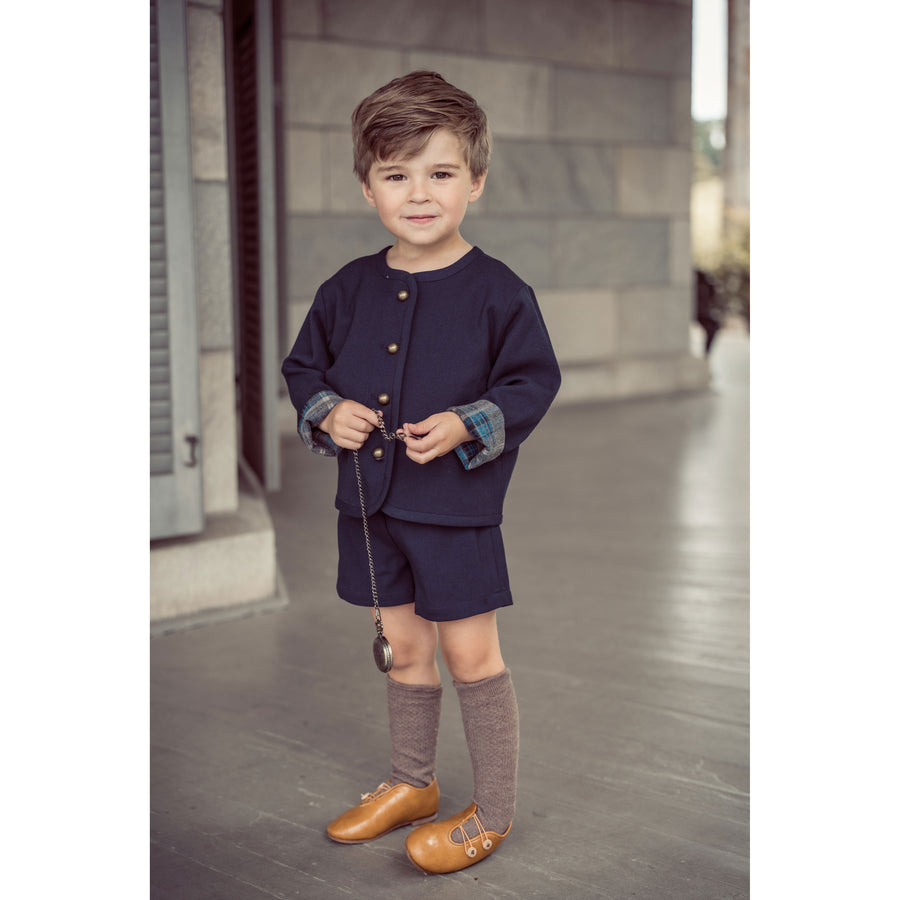 Coco Blanc Navy Suspender Shorts