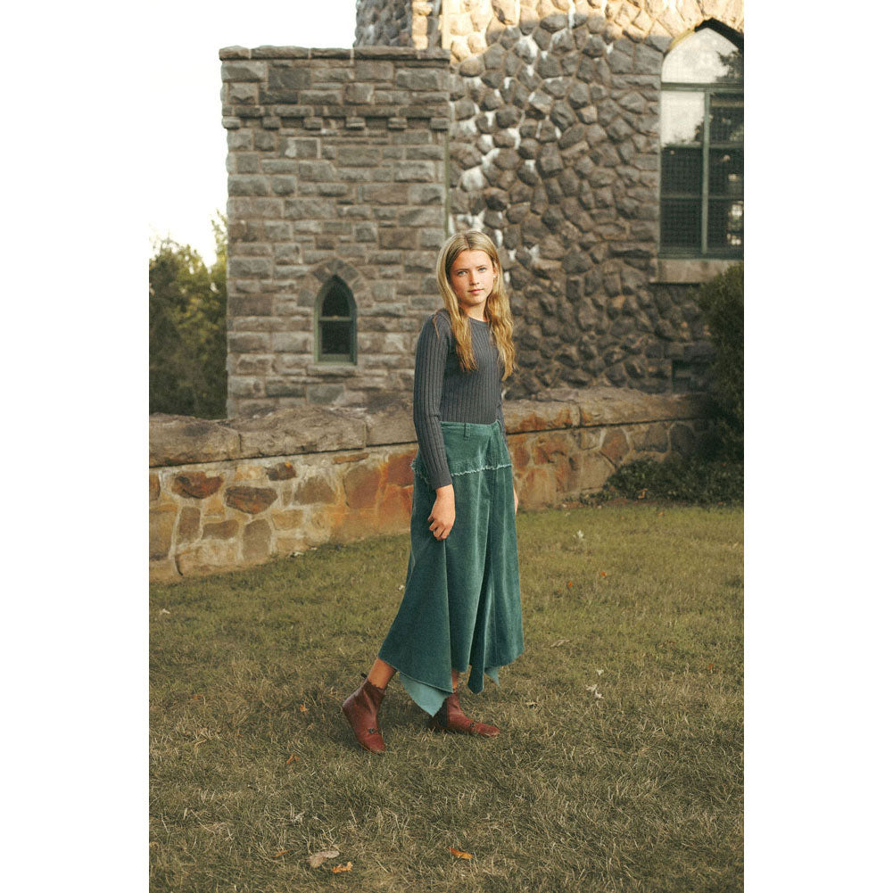 Coco Blanc Teal Blue Corduroy Skirt