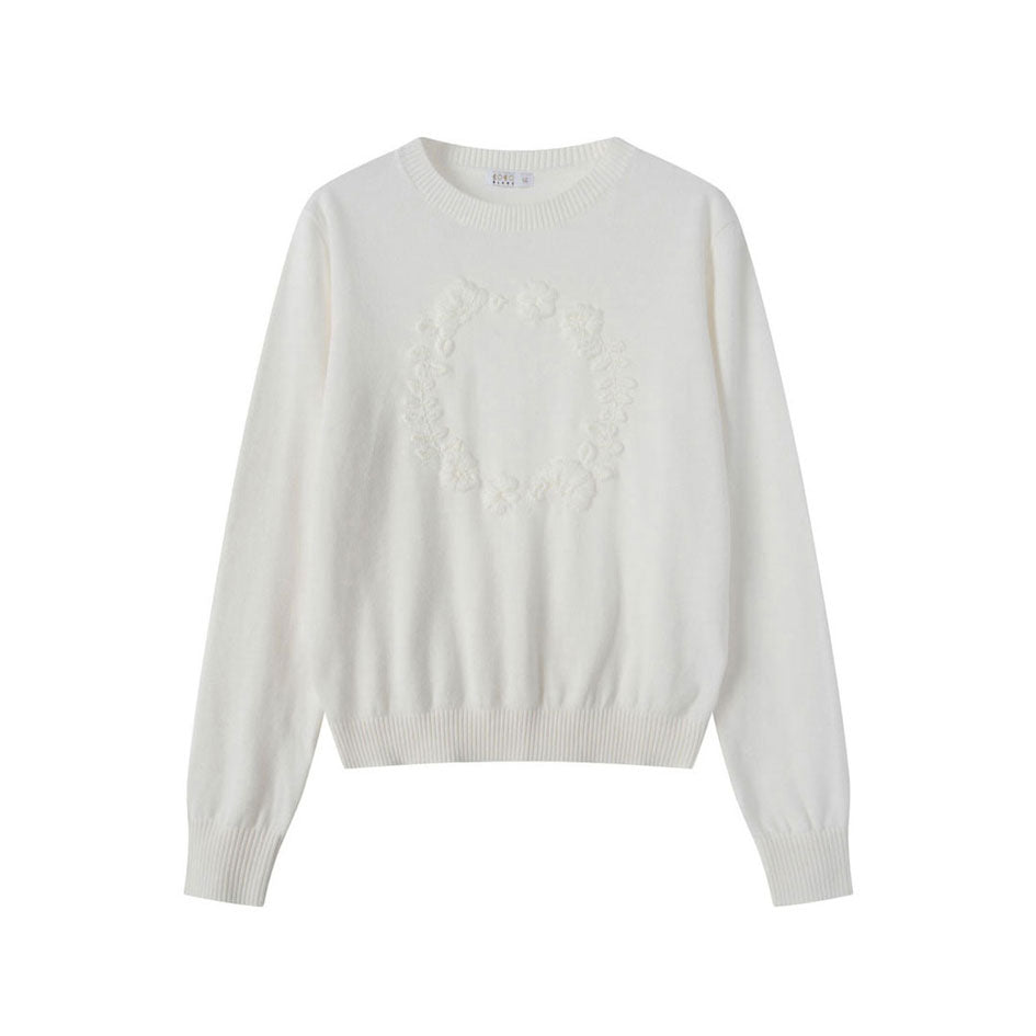 Coco Blanc Cream Embossed 4 Chunky Sweater