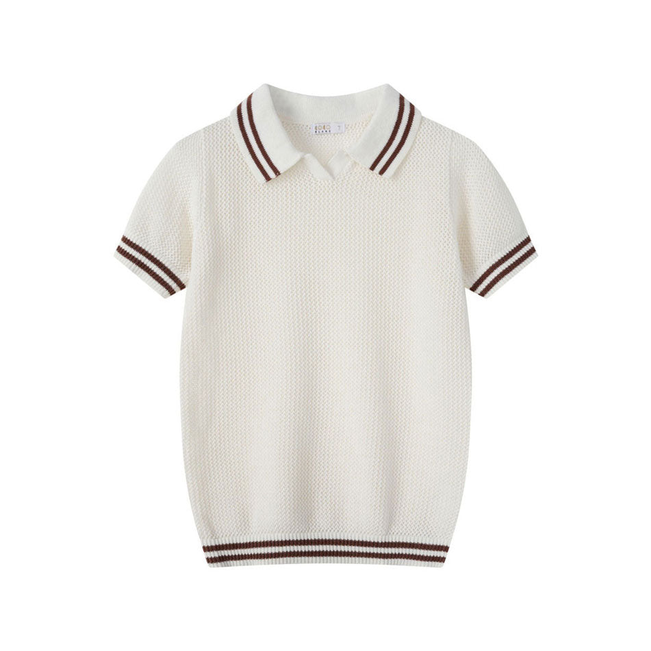 Coco Blanc Cream Crochet Polo
