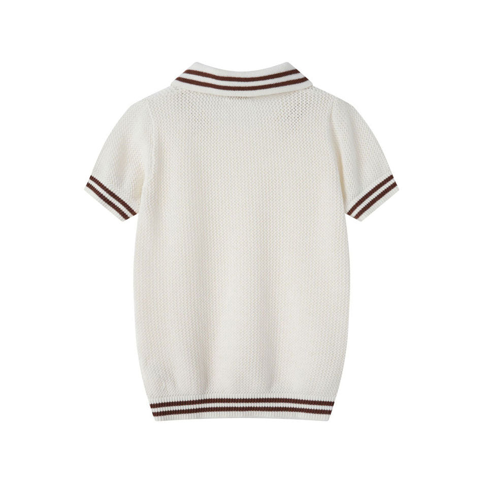 Coco Blanc Cream Crochet Polo