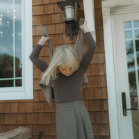 L by Ladida Taupe Wool Wap Pleated Skirt