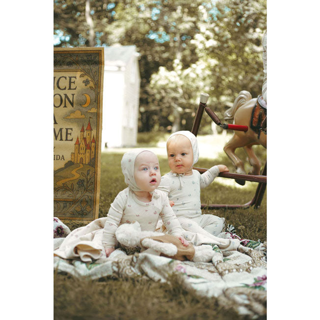 Ladida Layette Rose Grid Romper + Bonnet
