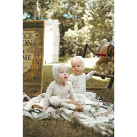 Ladida Layette Rose Grid Romper + Bonnet