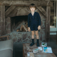 L by Ladida Navy Wool Short Overalls