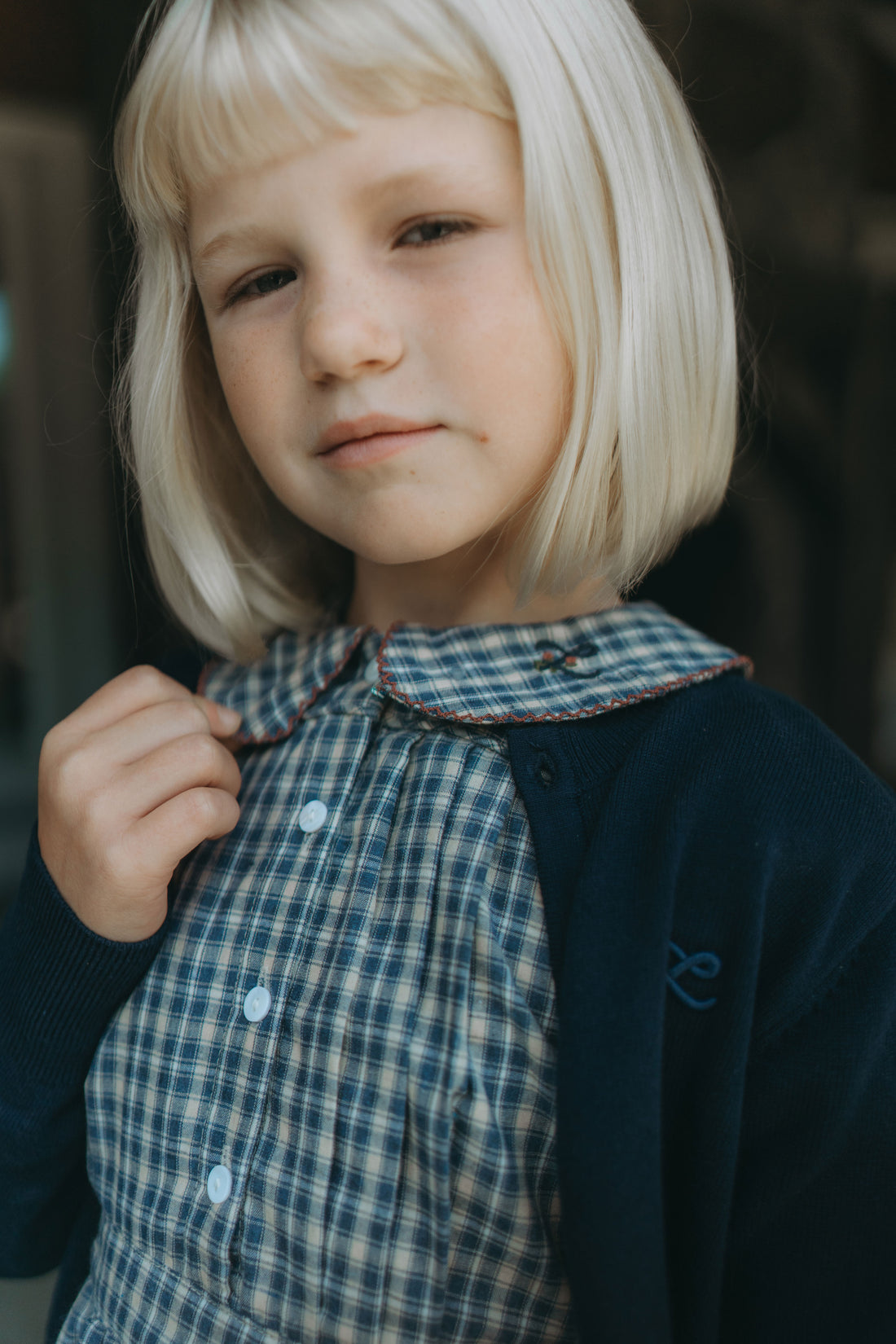 L by Ladida Navy Plaid Dress