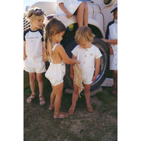 Coco Blanc White Denim Girls Romper