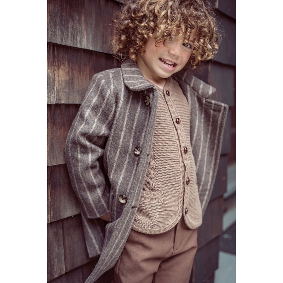 Coco Blanc Mocha Cabled Knit Cardigan