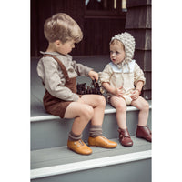 Coco Blanc Brown Houndstooth Peter Pan Shirt