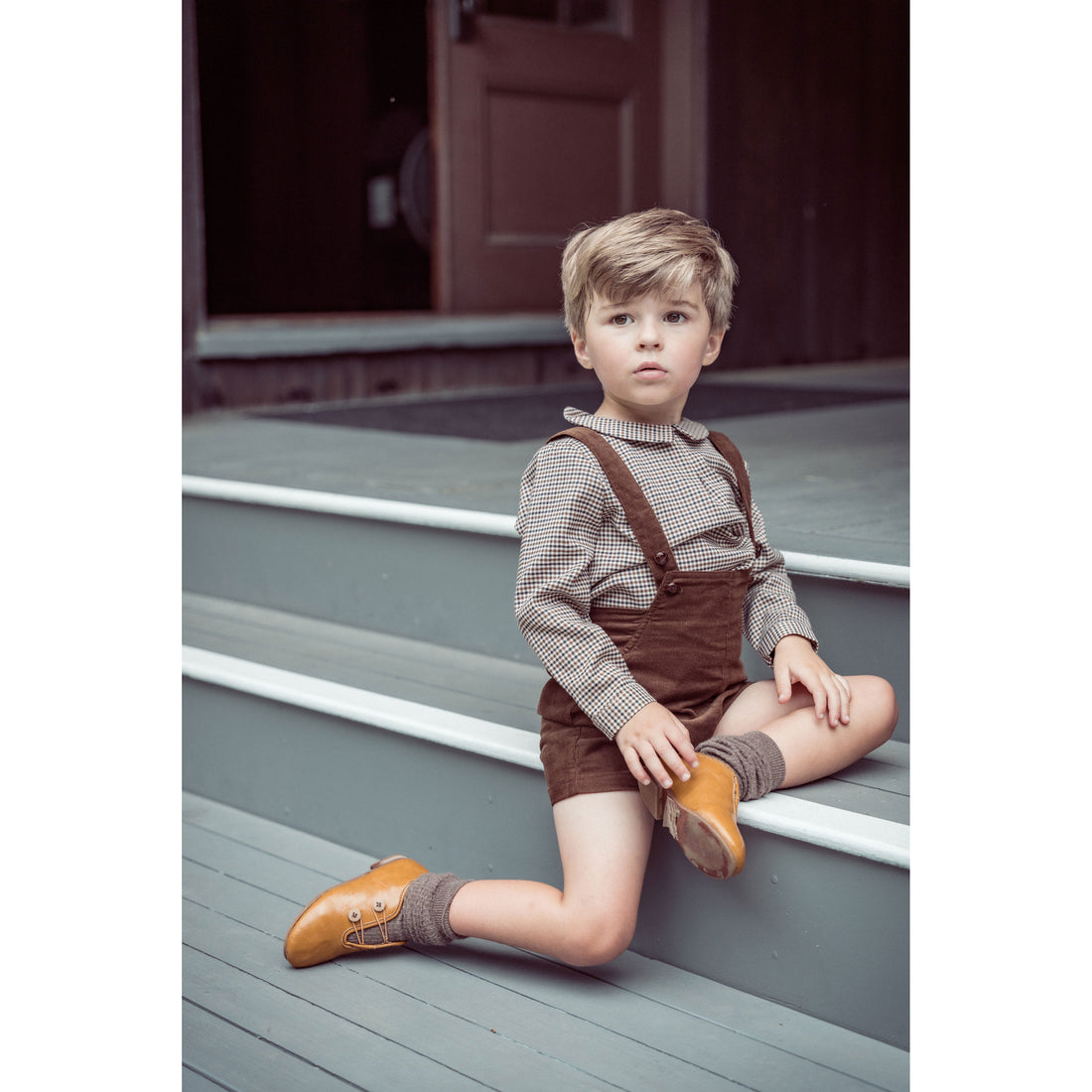 Coco Blanc Brown Houndstooth Peter Pan Shirt