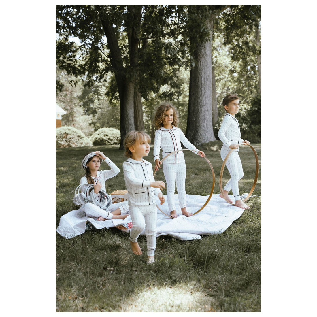 Coco Blanc Blue Printed Collar Pjs