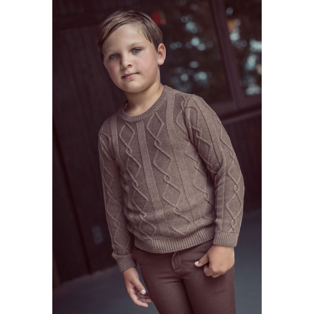 Coco Blanc Mocha Diamond Crew Sweater