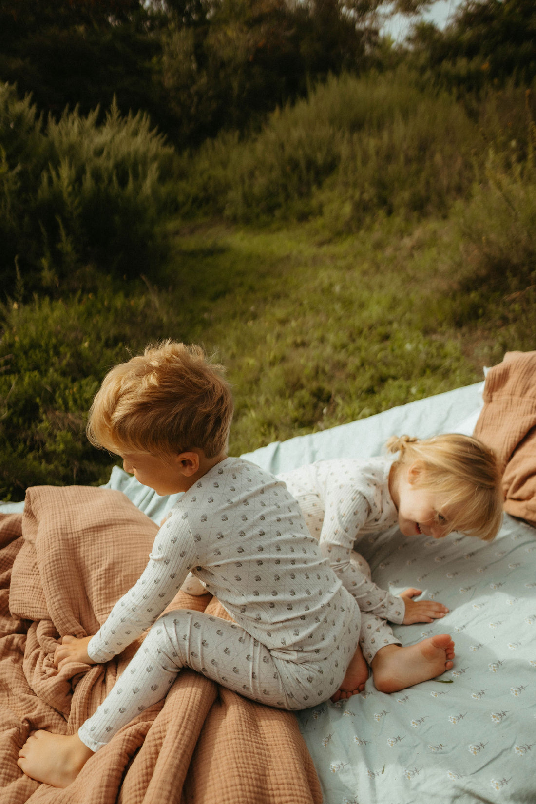 Ladida Layette Blue Grid Pajamas